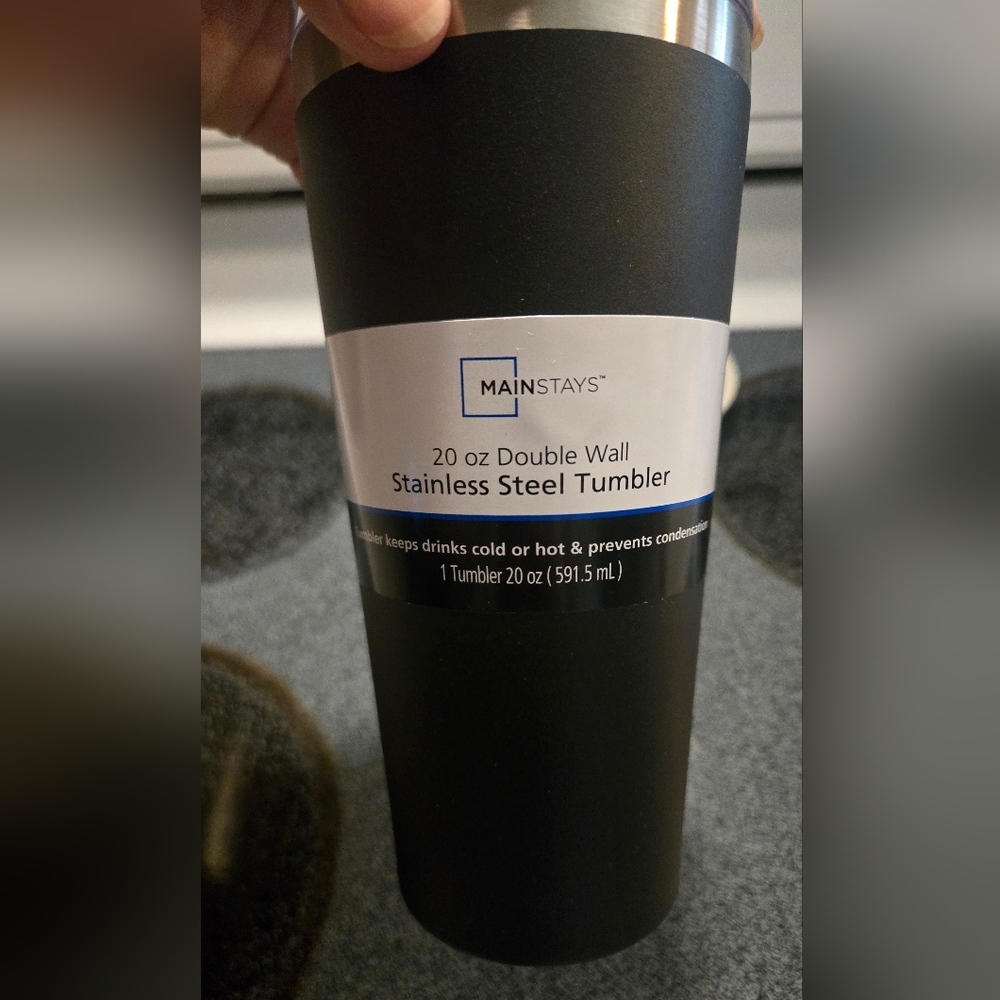 Mainstays Black 20 Ounce Double Wall Tumbler. New Never Used.